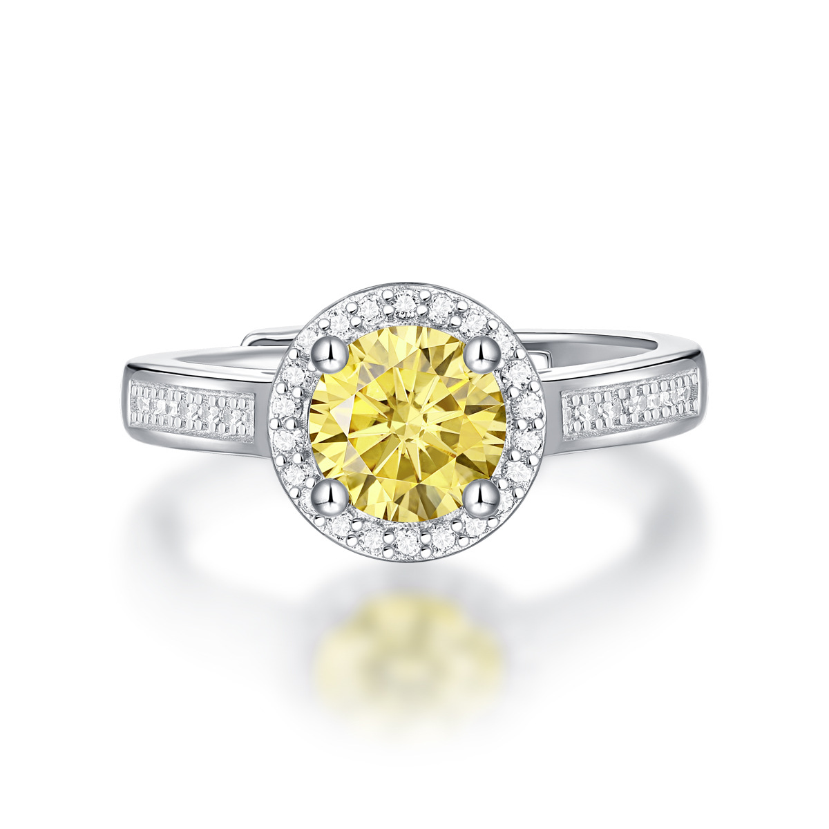 1 Ct Yellow Moissanite Diamond Sterling Silver Sparkling Ring