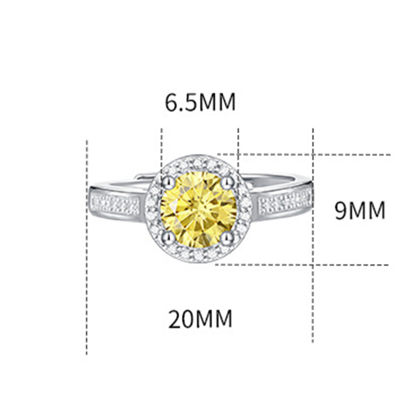 1 Ct Yellow Moissanite Diamond Sterling Silver Sparkling Ring