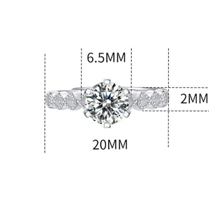 1 Ct Moissanite Diamond Drill Heart Adjustable Sterling Silver Ring