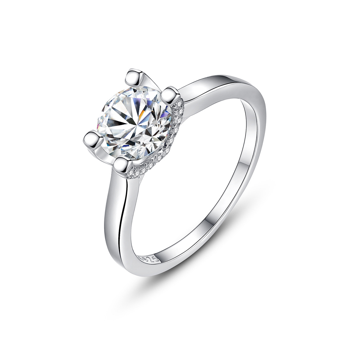1 Ct Moissanite Classic Engagement Sterling Silver Ring