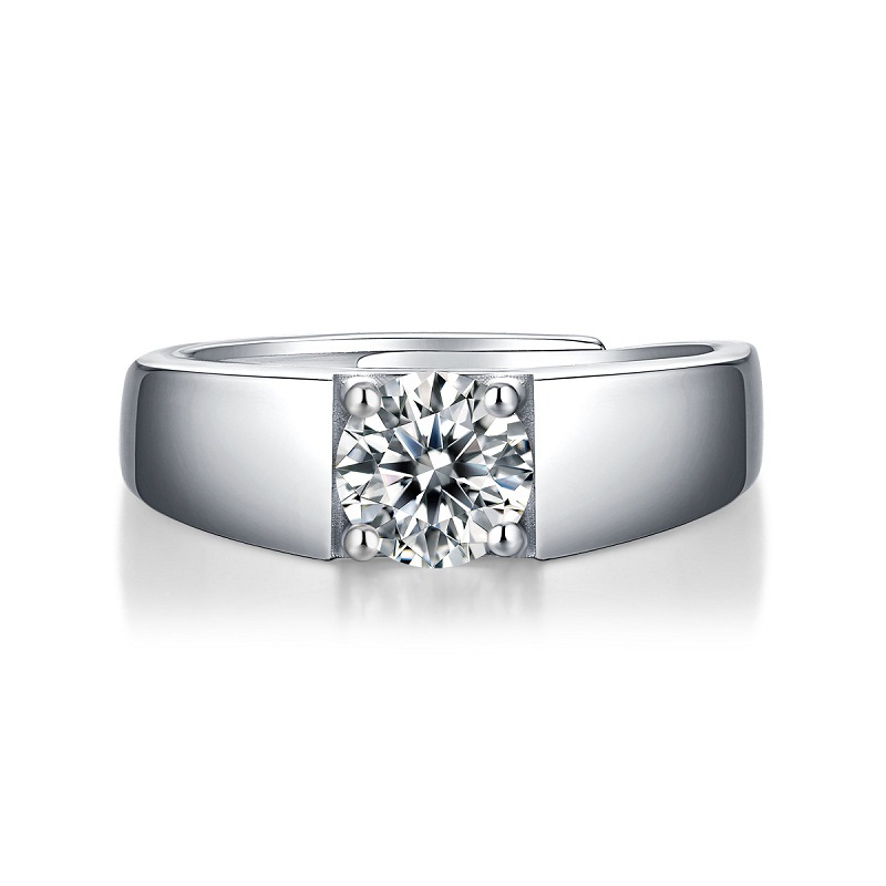 1Ct Moissanite Diamond Sterling Silver Male Ring