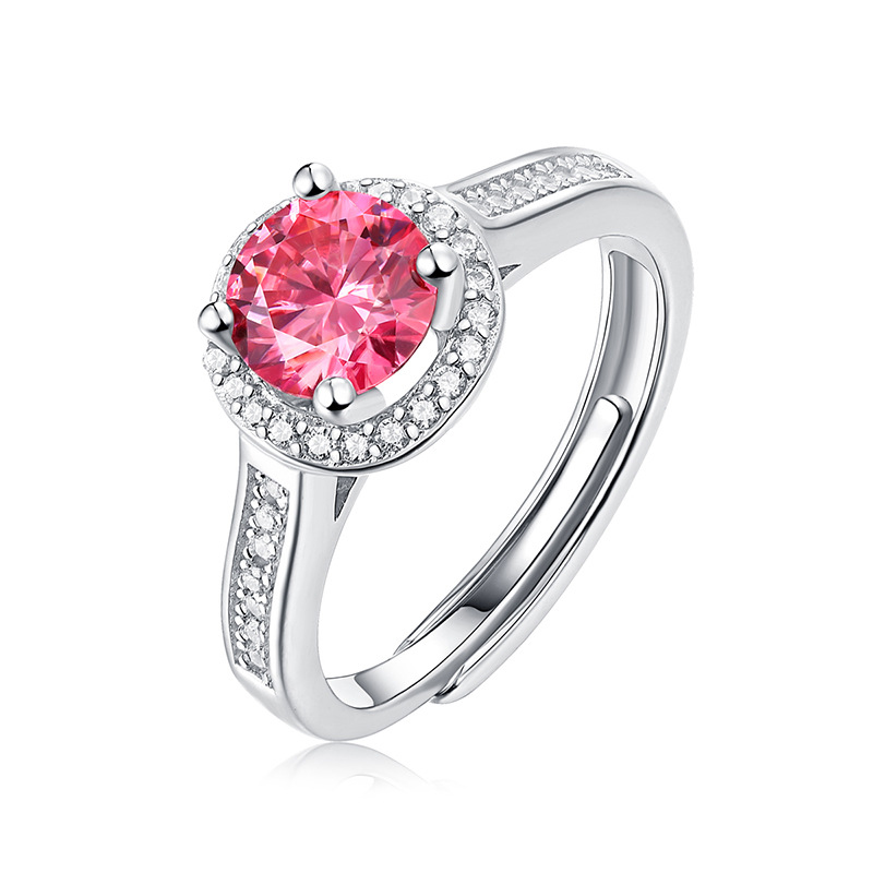 1Ct Moissanite Pink Diamond Sterling Silver Ring