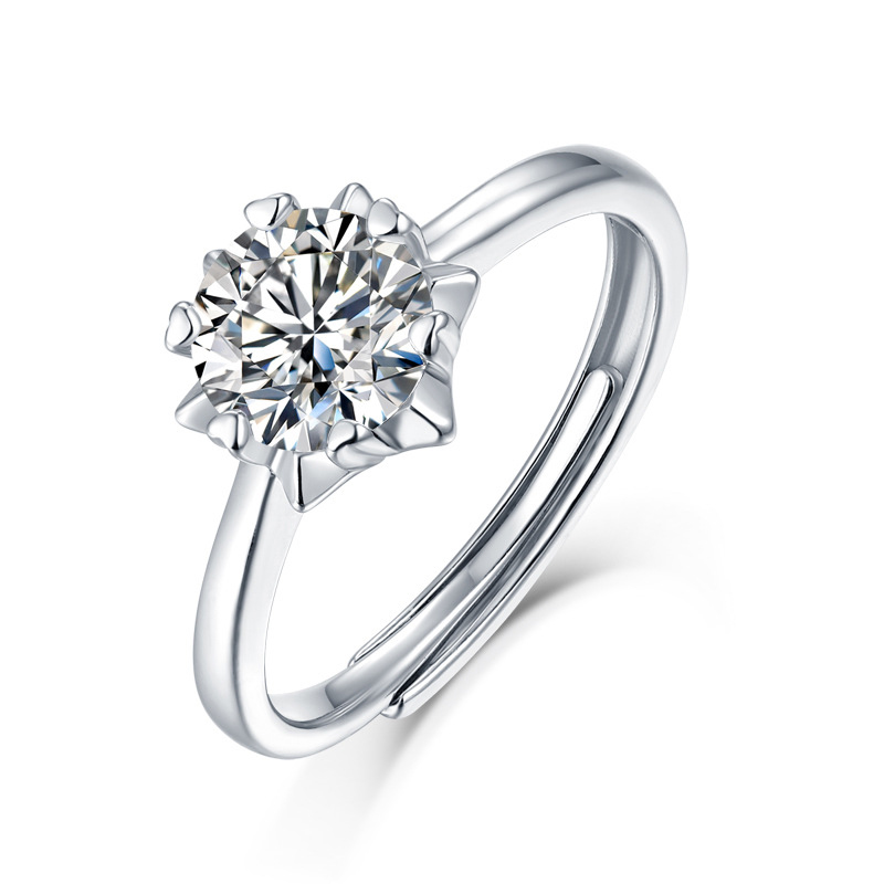 1Ct Moissanite Snowflake Sterling Silver Ring