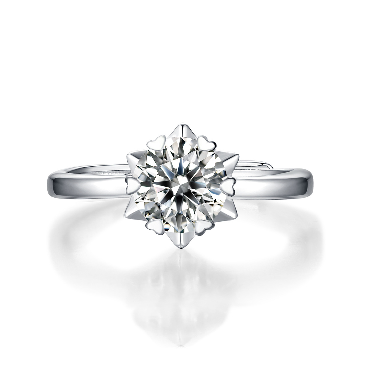 .5Ct Moissanite Snowflake Sterling Silver Ring