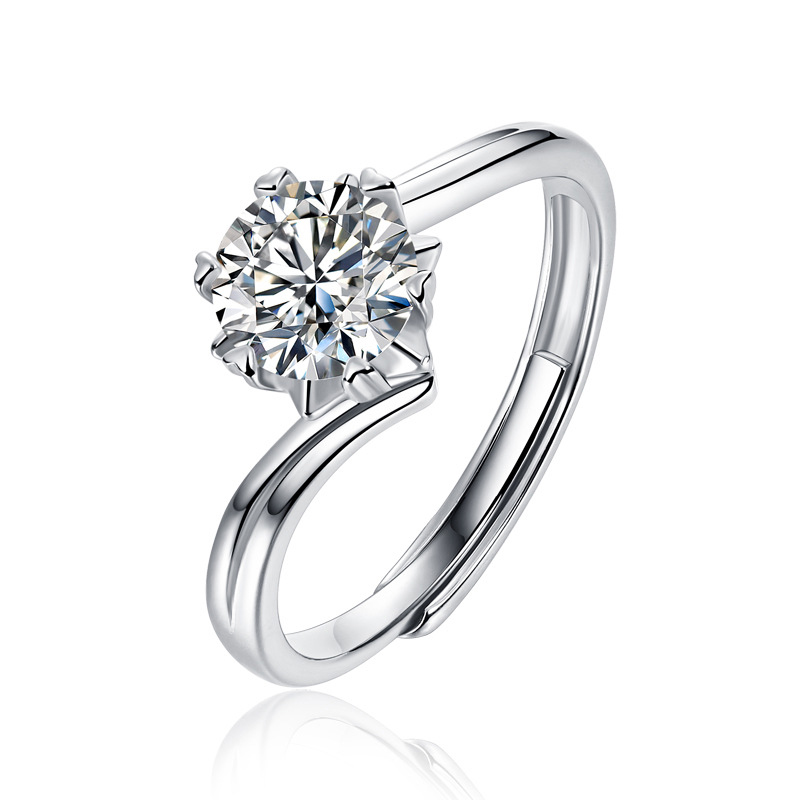 2Ct Moissanite Snowflake Sterling Silver Ring