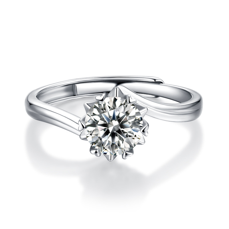 .5Ct Moissanite Snowflake Sterling Silver Ring