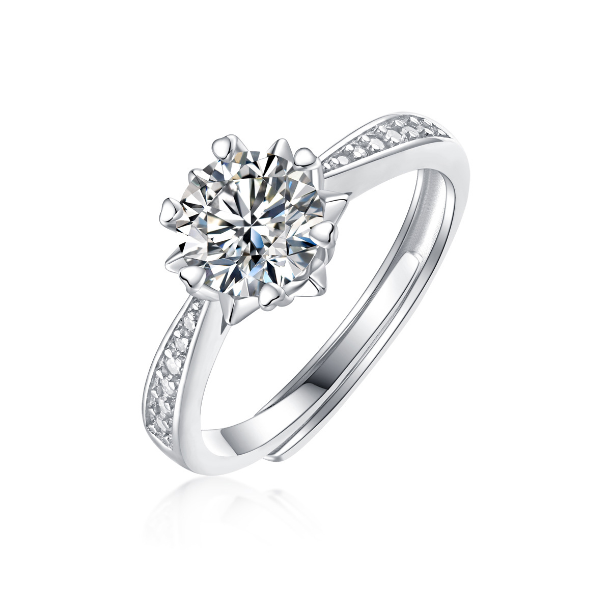 1Ct Moissanite Snowflake Sterling Silver Ring