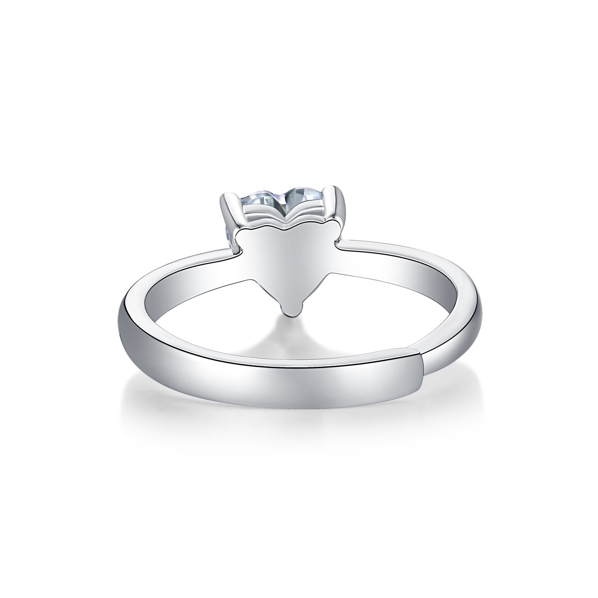 1Ct Moissanite Diamond Heart Sterling Silver Ring