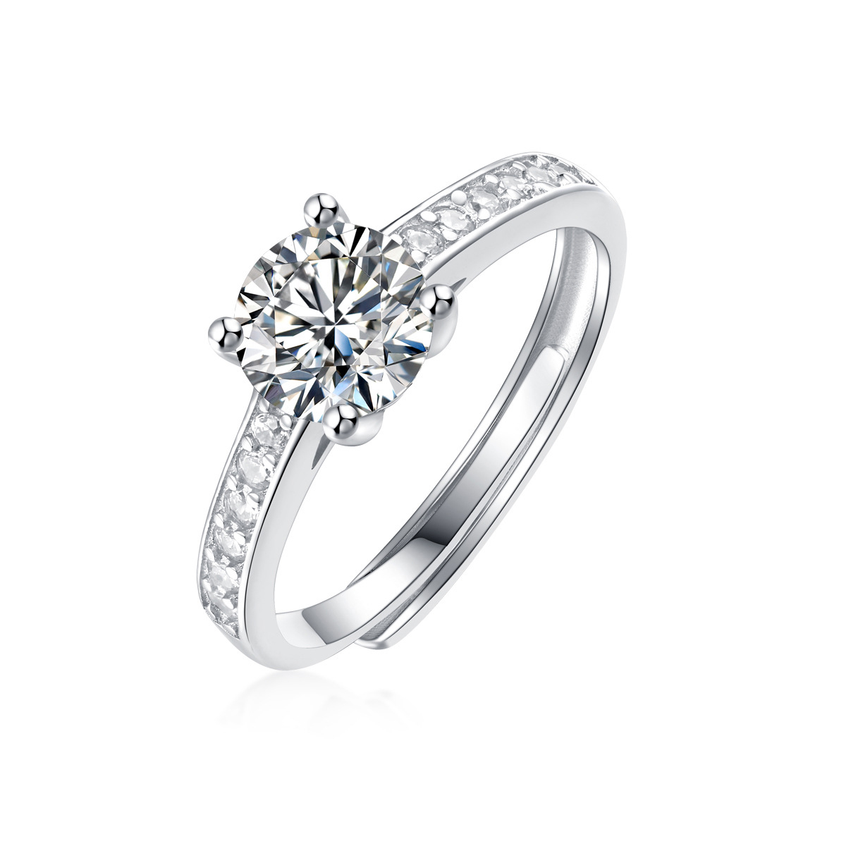 1Ct Moissanite Inlaid Stone Sterling Silver Ring