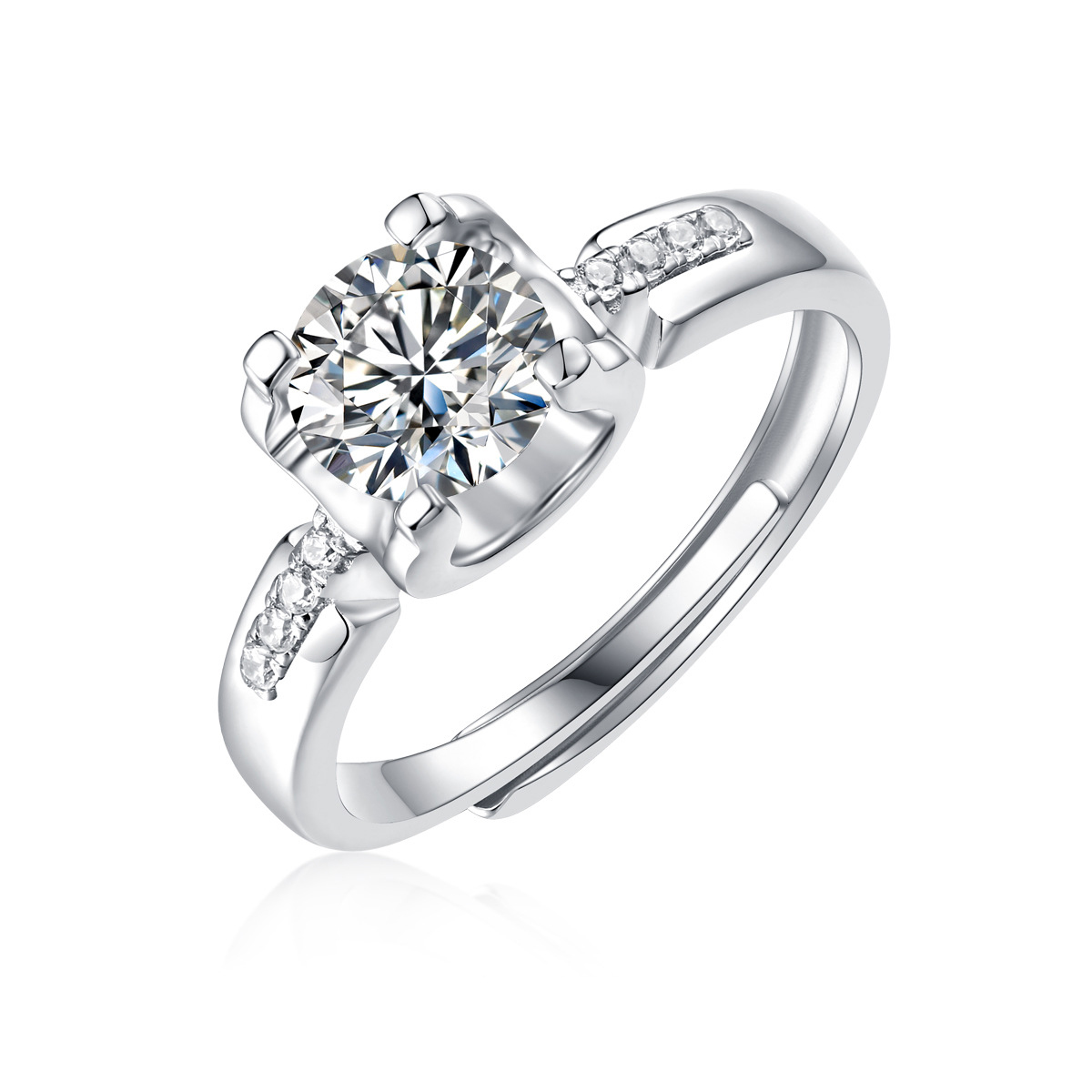 1Ct Moissanite Inlaid Stone Sterling Silver Ring