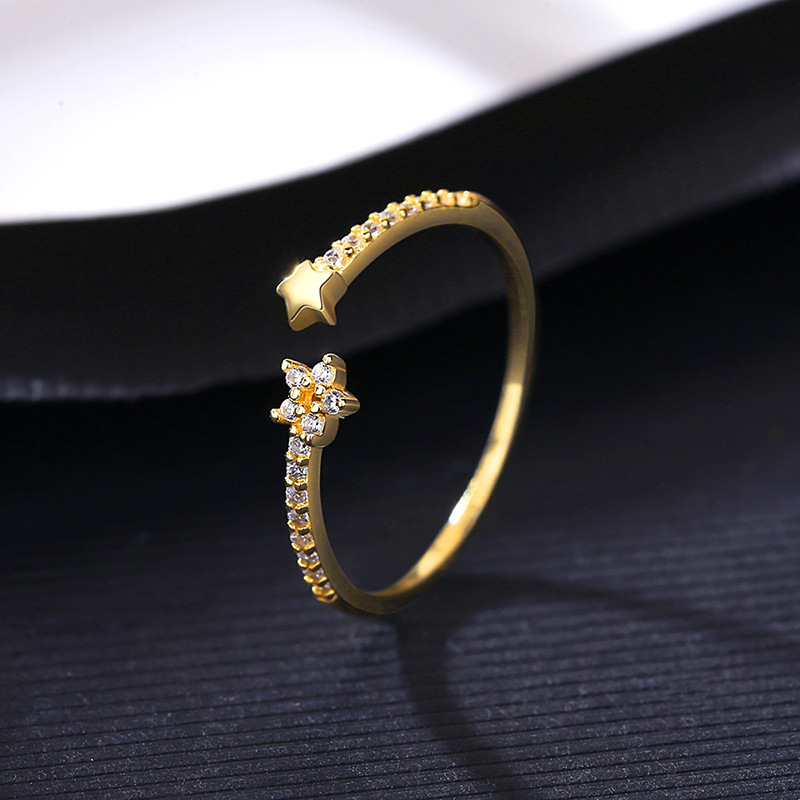 14K Gold Plated Sterling Silver Starmoon Opening Ring