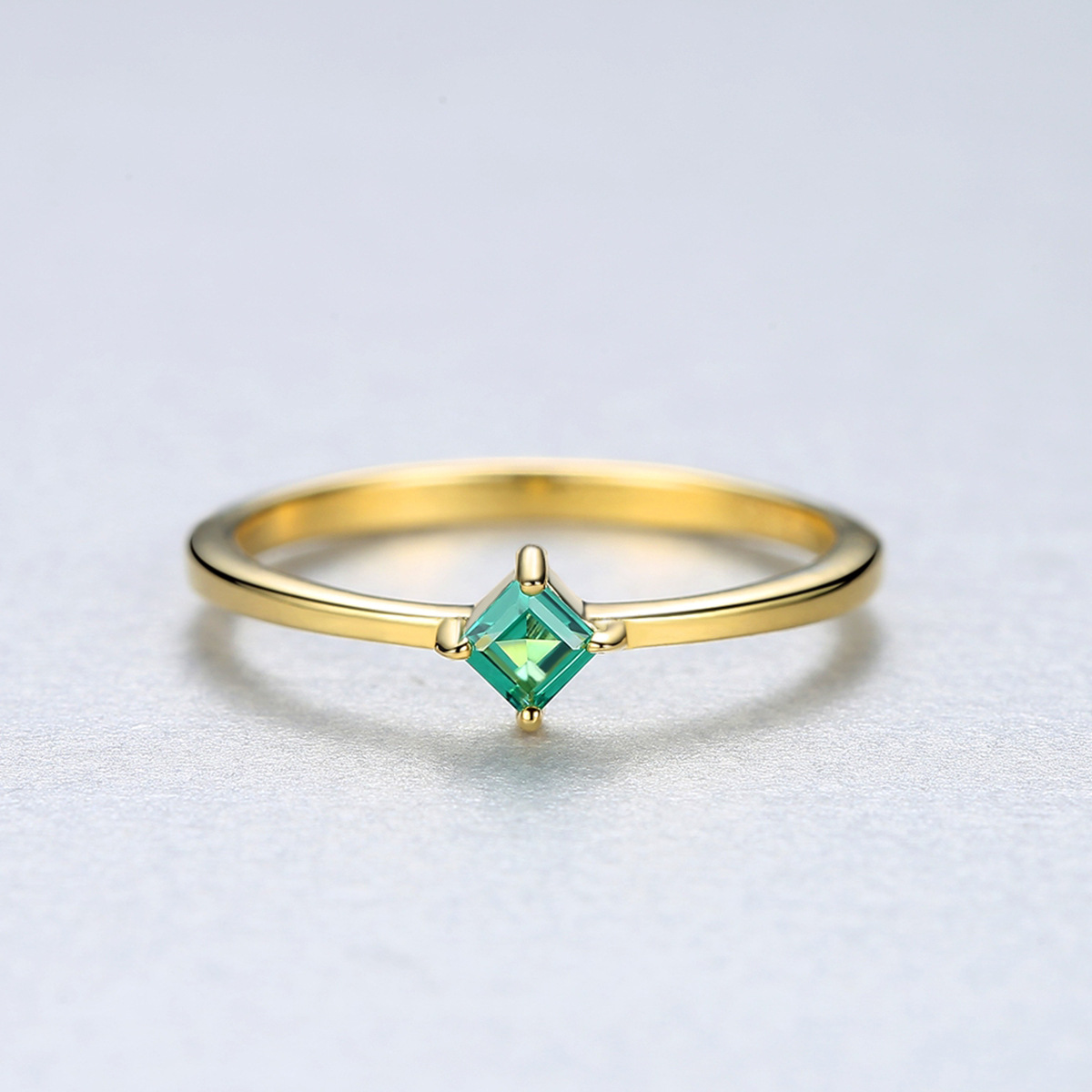 14K  Gold Plated Sterling Silver Green Cz  Ring