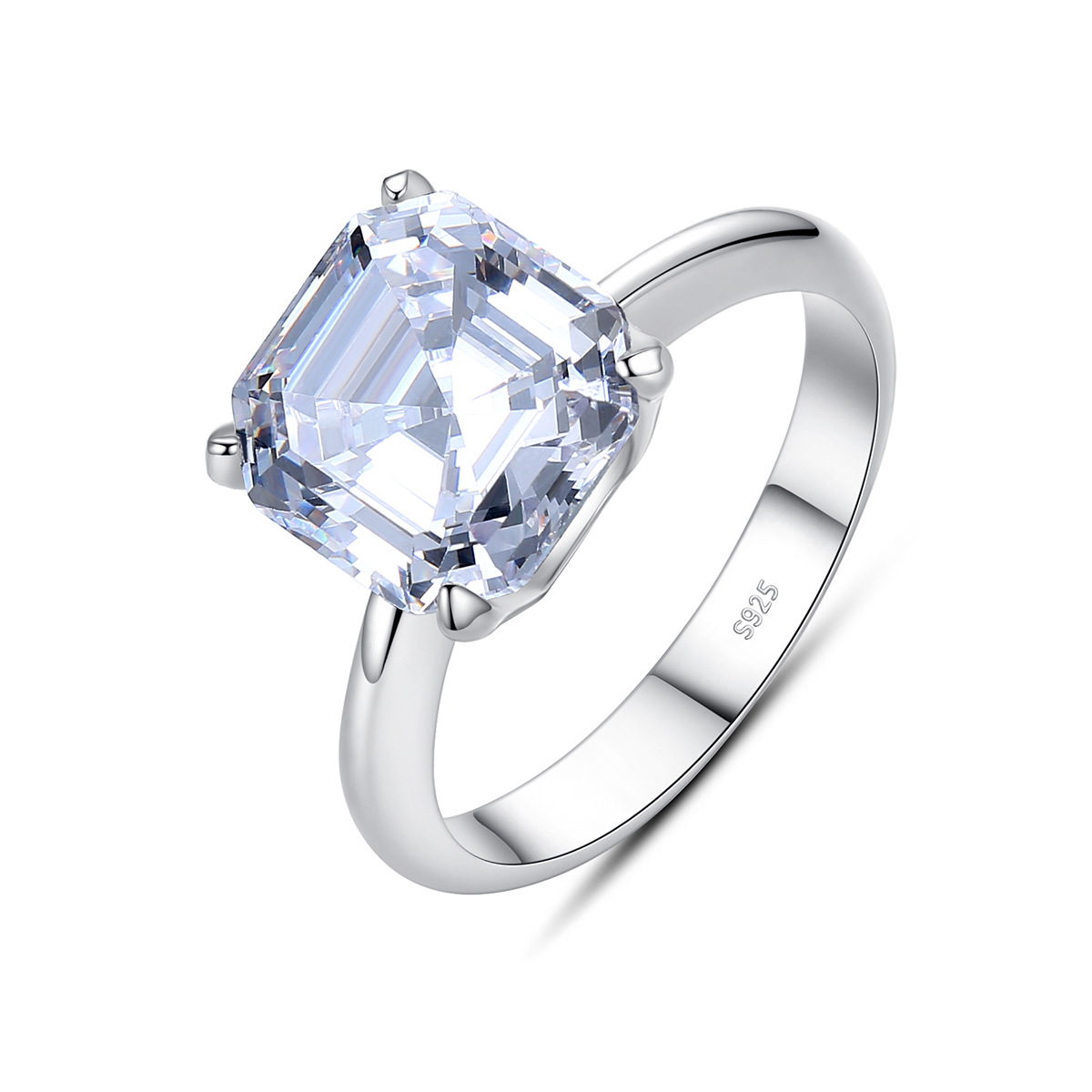 Atmospheric Square Cz Princess Cut Sterling Silver Ring