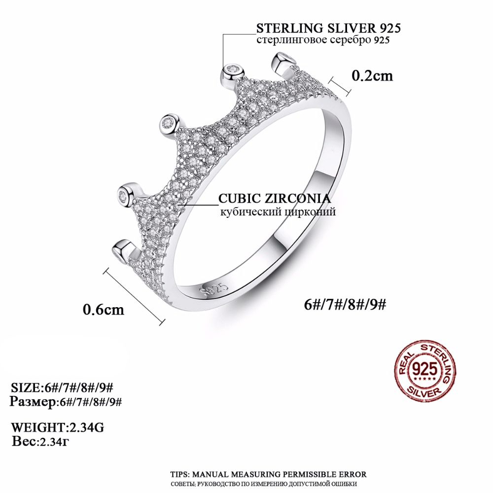 3A Cz Fashion Crown Sterling Silver Ring