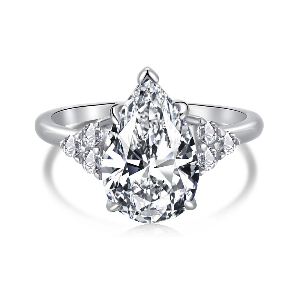 Cz Water Drop Sterling Silver Ring