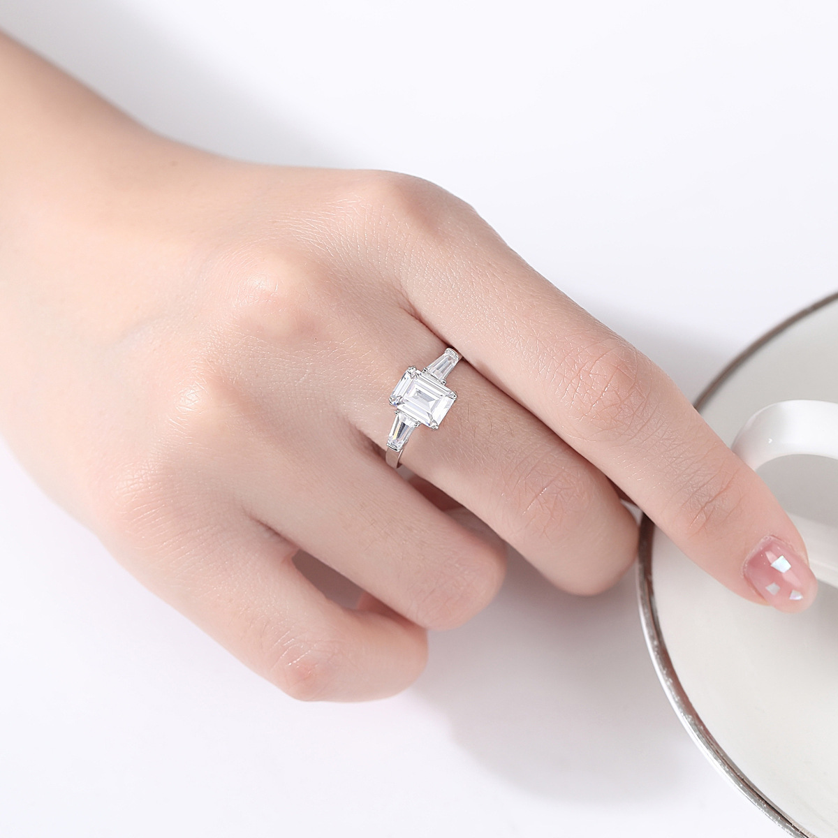 Gemstone Cut Crystal Cz Sterling Silver Ring