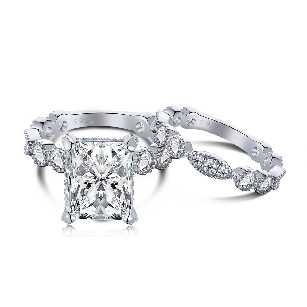 Cz Ice Cut Square Sterling Silver Ring