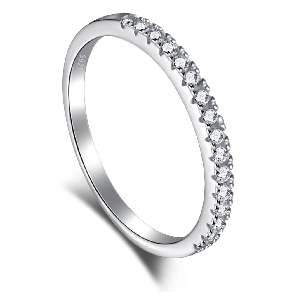 Cz Single Row Sterling Silver Ring