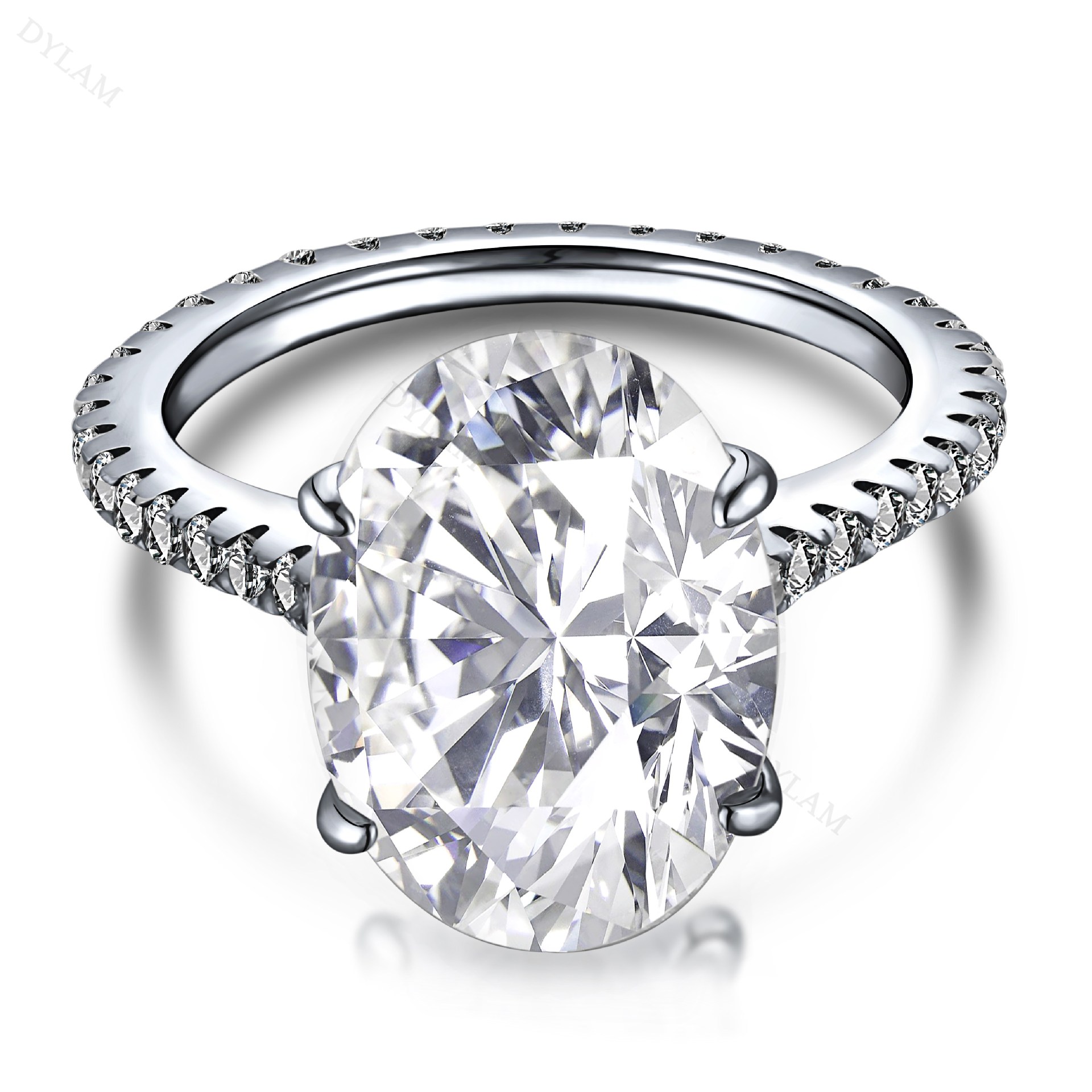 Cz High Carbon Oval Wedding Sterling Silver Ring