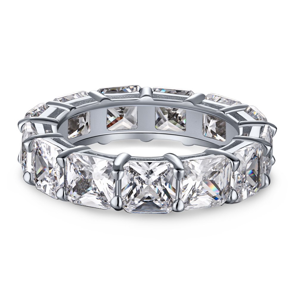 Cz Luxury Sparkling Square Sterling Silver Ring