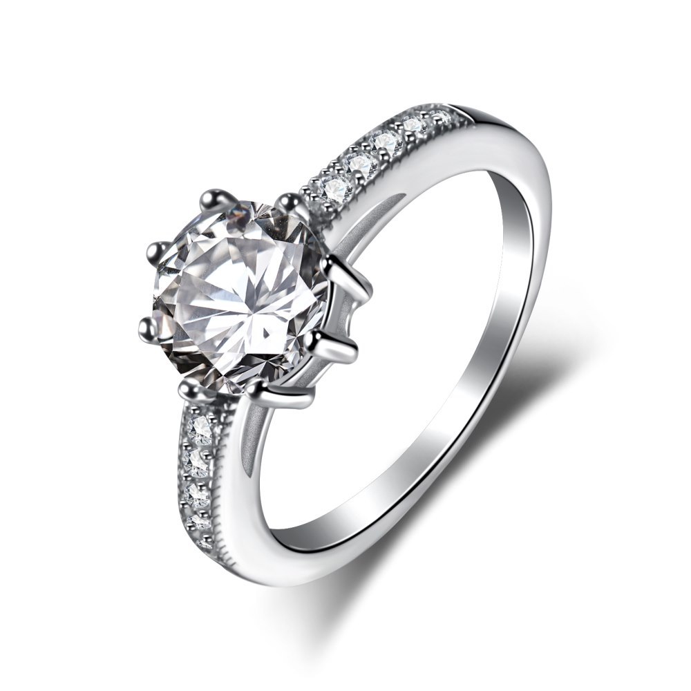 Cz Microinlaid Gravel 2Ct Mosan Diamond Super Diorite Sterling Silver Ring