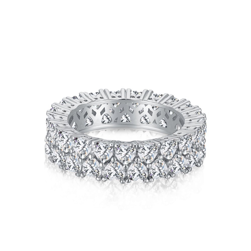 Cz Fashion Heart Full Diamond Sterling Silver Ring