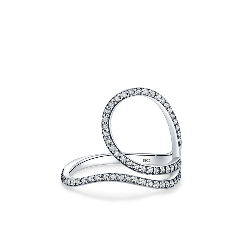Cz Micro Set Geometric Sterling Silver Ring