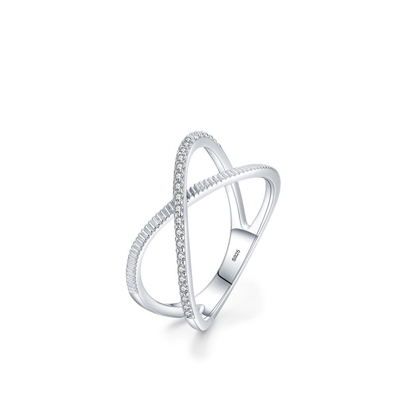 Cz Simple Chic Cross Sterling Silver Ring