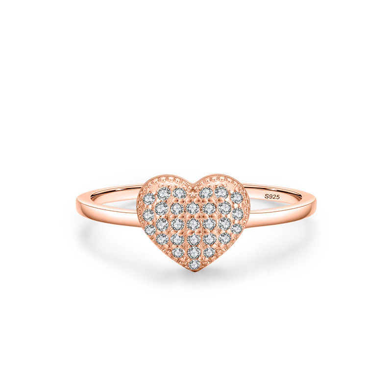 Cz Rose Gold Plated Sweet And Lovely Sterling Silver Ring