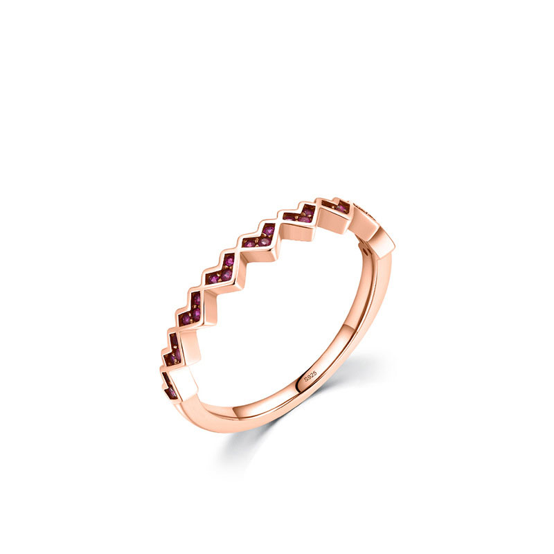 Cz Irregular Fashion Rose Gold Plated Heart Shape Sterling Silver Ring