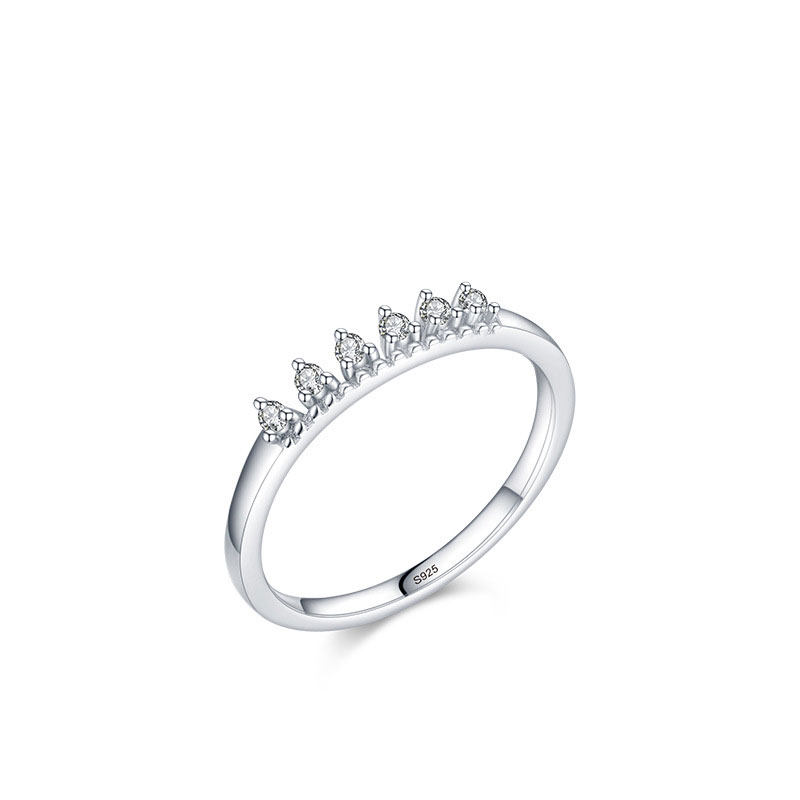 Cz Simple Crown Shape Sterling Silver Ring