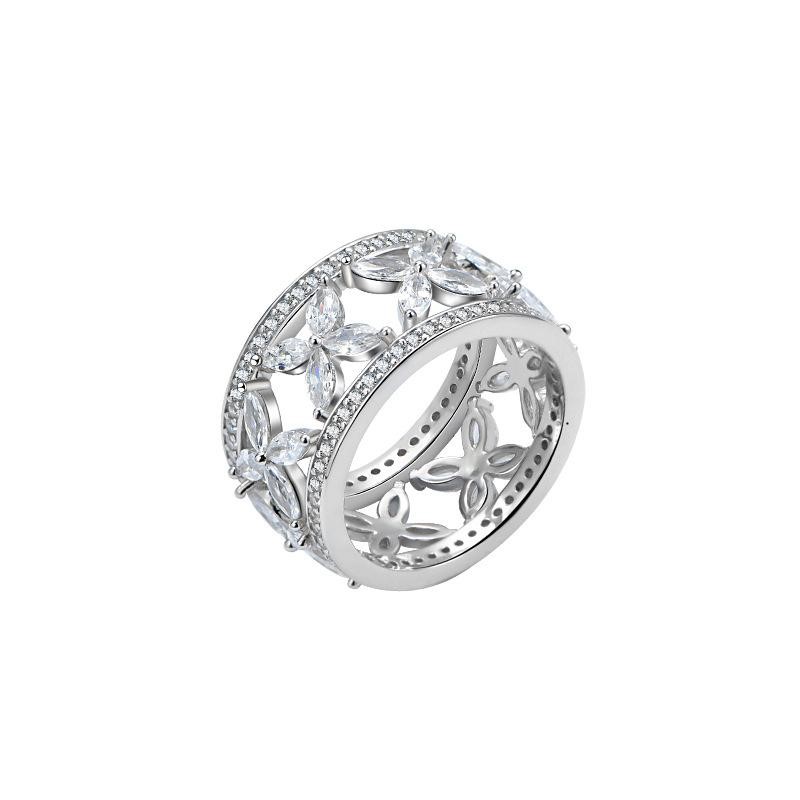 Cz Sterling Silver Flower Princess Ring