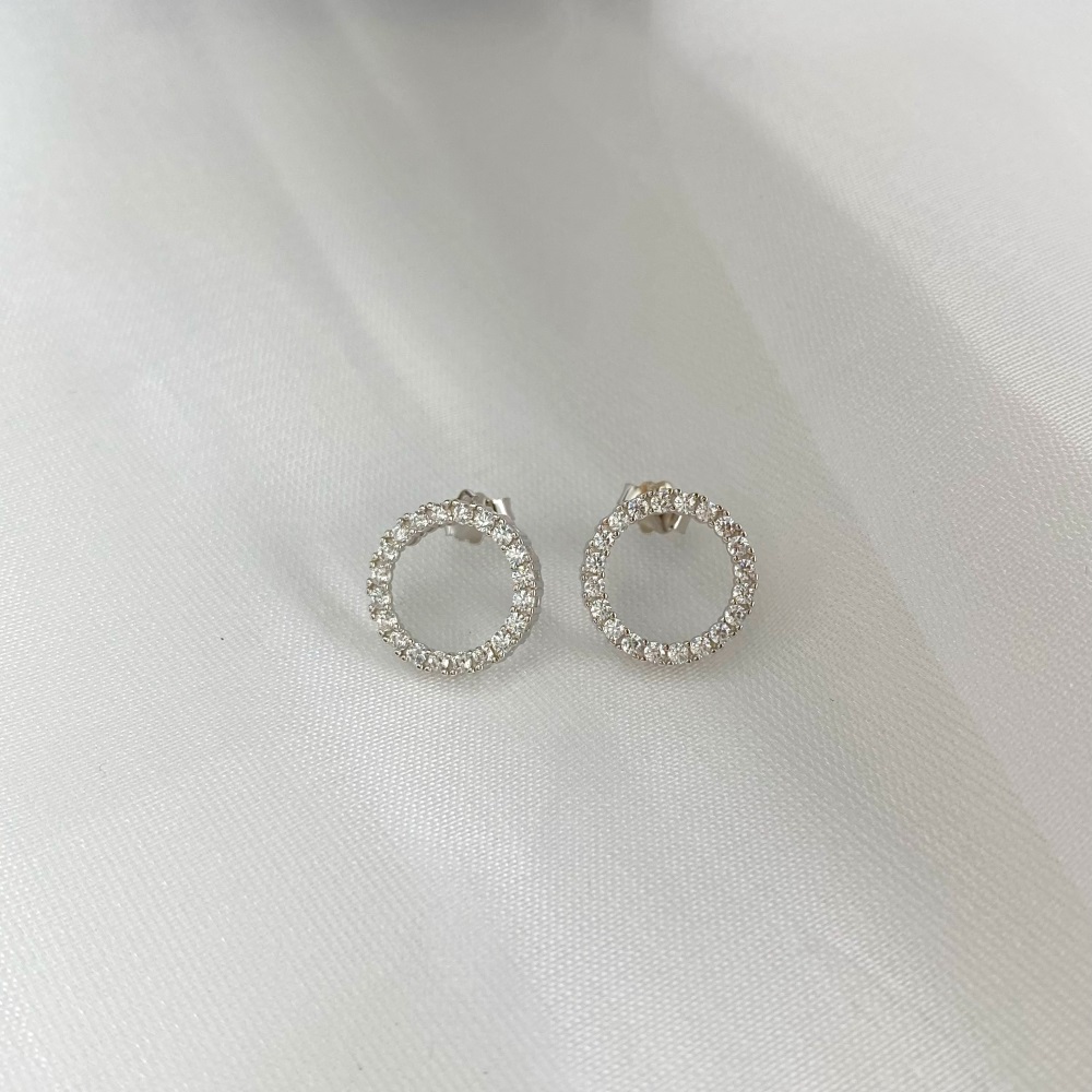 5A Cz Rhodium Plated Sterling Silver Earrings