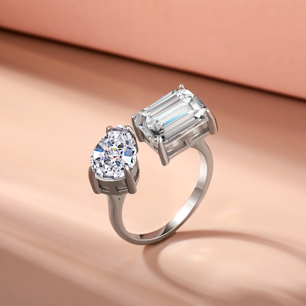 8A Cz Rhodium Plated Sterling Silver Rings