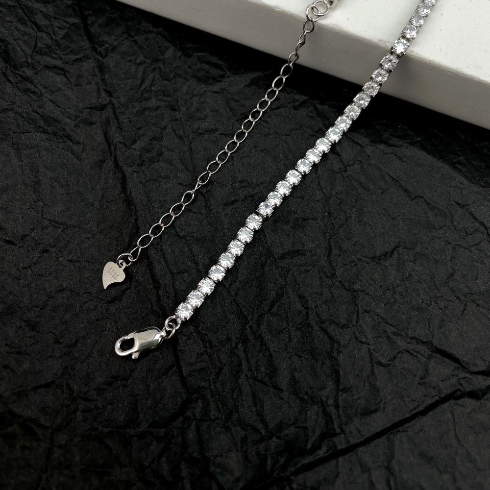5A Cz Rhodium Plated Sterling Silver Chain Necklace