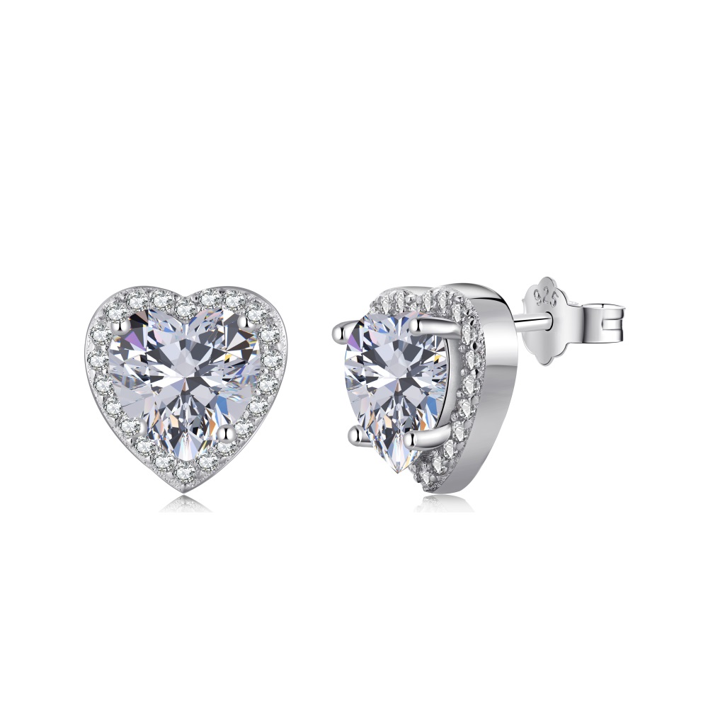 5A Cz Rhodium Plated Sterling Silver Earrings
