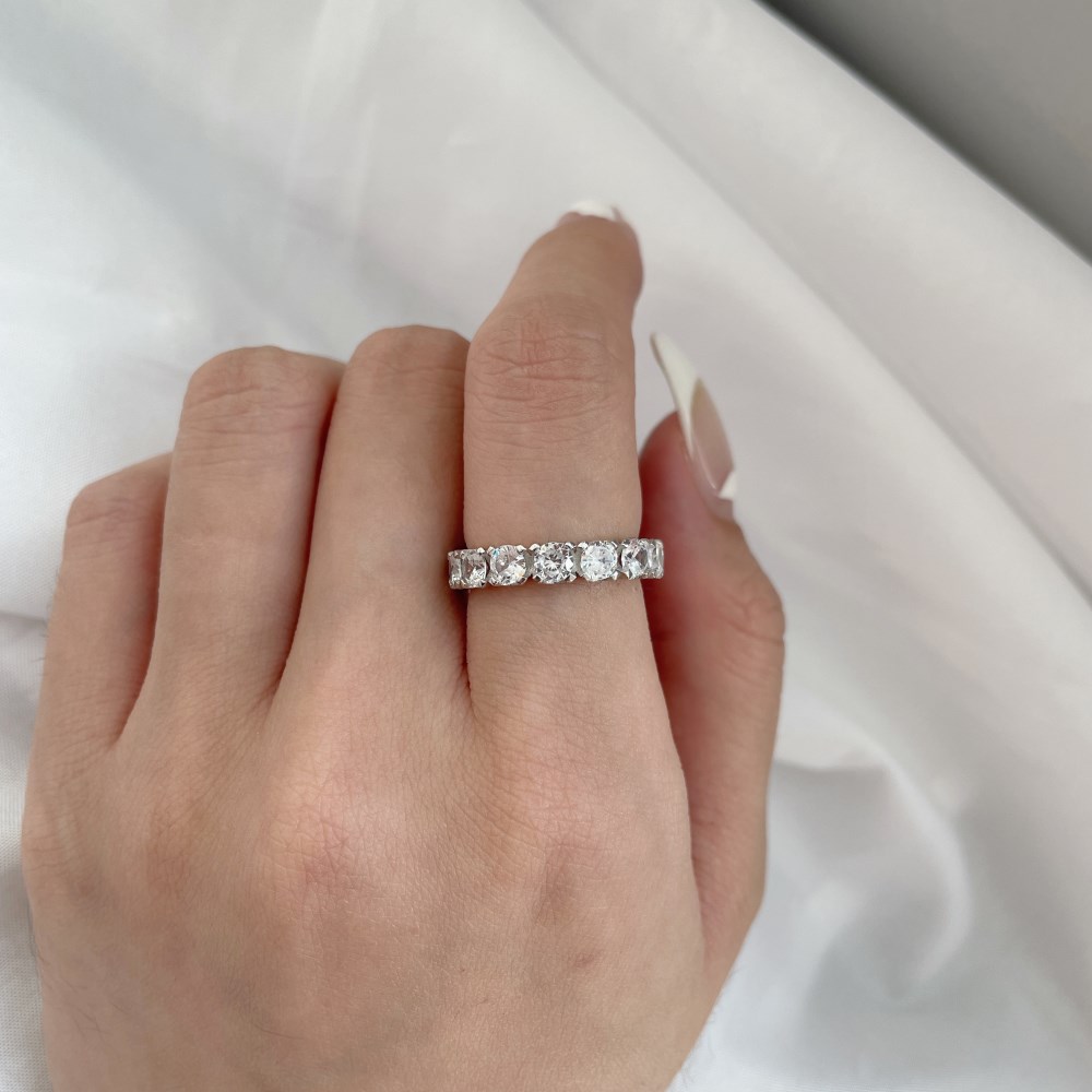 5A Cz Rhodium Plated Sterling Silver Rings