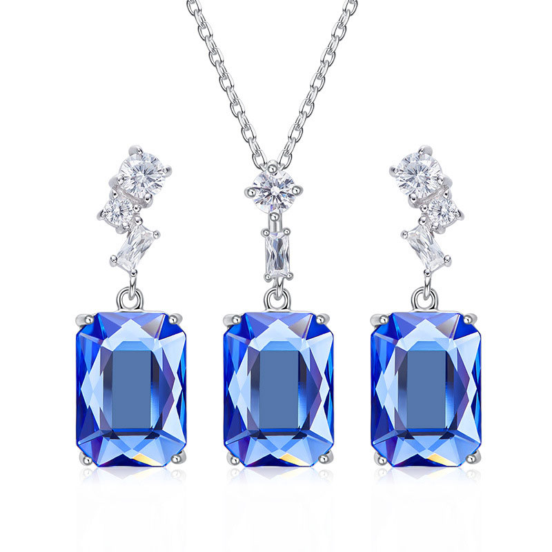 Crystal Austrim Wedding Sterling Silver Necklace Earring Set